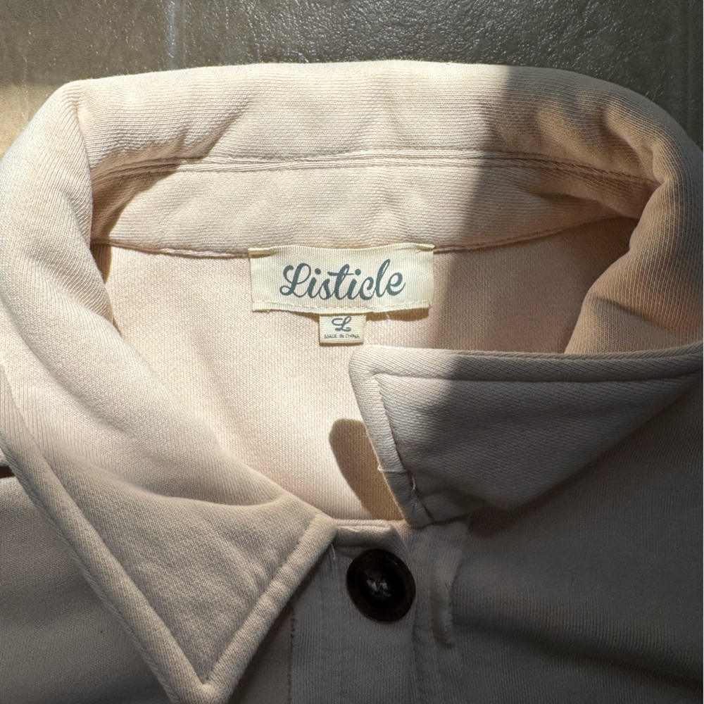 Listicle Cream Button-Up Collared Shirt - Picture 2 of 3